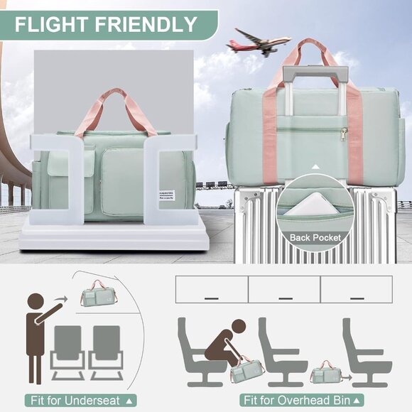 Elegant Lightweight Travel Duffle Bag for Women - Weekender with Wet-Dry Pocket - Picture 4 of 7